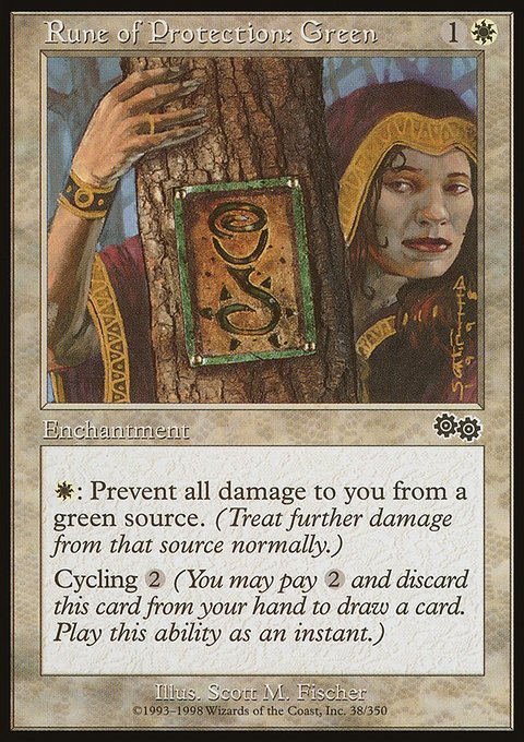 Rune of Protection: Green, Urza's Saga #38, Magic: The Gathering card