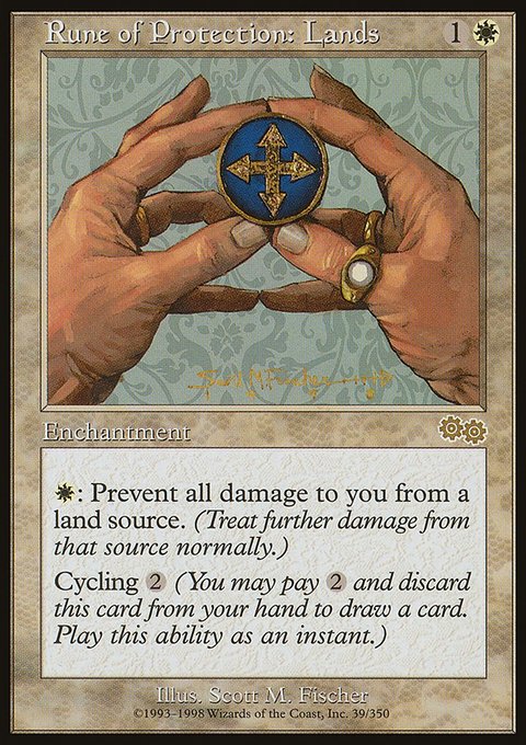 Rune of Protection: Lands, Urza's Saga #39, Magic: The Gathering card