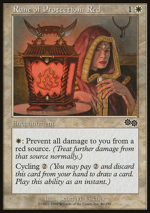 Rune of Protection: Red, Urza's Saga #40, Magic: The Gathering card
