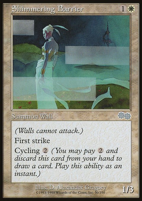 Shimmering Barrier, Urza's Saga #50, Magic: The Gathering card