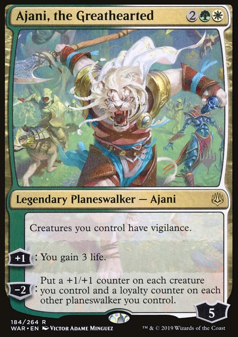 Ajani, the Greathearted, War of the Spark Promos #184p, Magic: The Gathering card