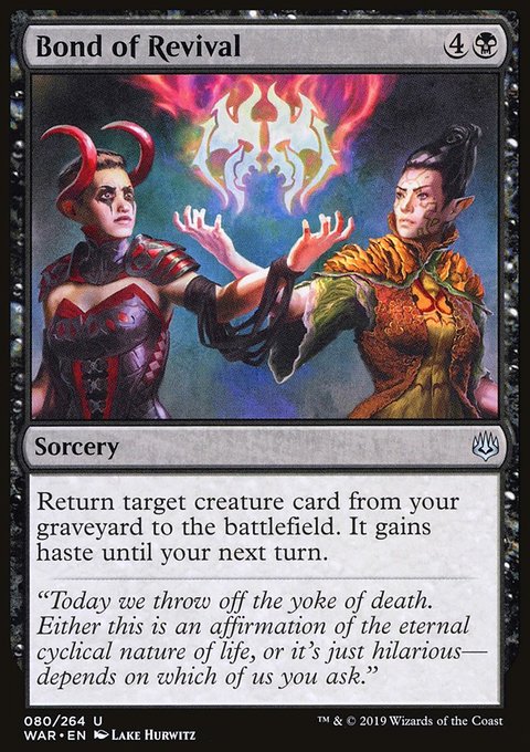 Bond of Revival, War of the Spark #80, Magic: The Gathering card