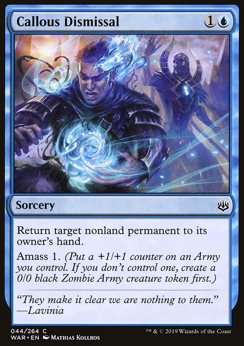 Callous Dismissal, War of the Spark #44, Magic: The Gathering card