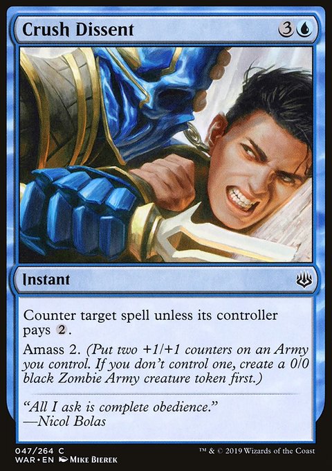 Crush Dissent, War of the Spark #47, Magic: The Gathering card