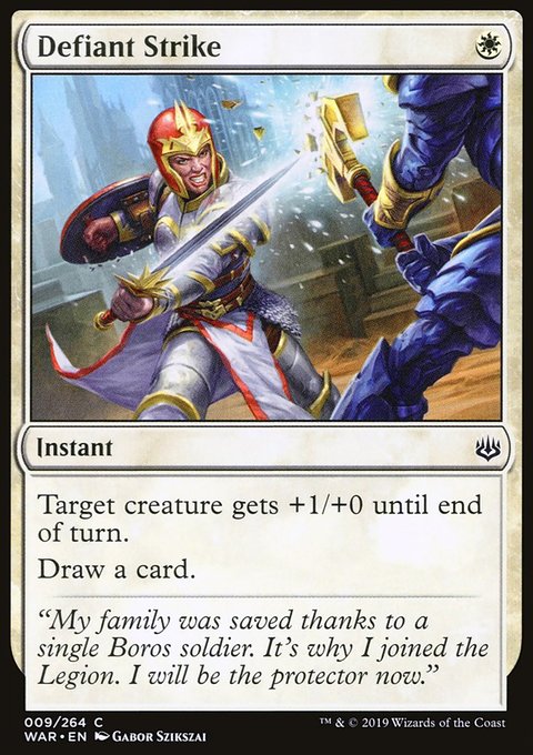 Defiant Strike, War of the Spark #9, Magic: The Gathering card