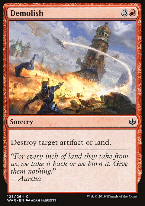 Demolish, War of the Spark #123, Magic: The Gathering card