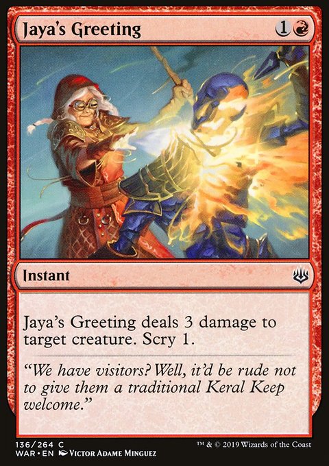Jaya's Greeting, War of the Spark #136, Magic: The Gathering card