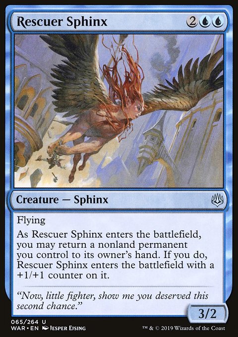 Rescuer Sphinx, War of the Spark #65, Magic: The Gathering card