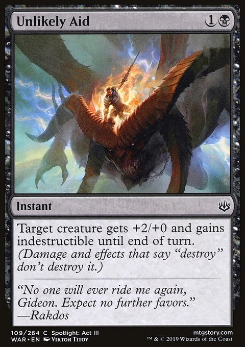 Unlikely Aid, War of the Spark #109, Magic: The Gathering card