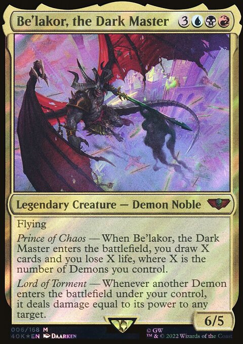 Be'lakor, the Dark Master, Warhammer 40,000 Commander #6, Magic: The Gathering card