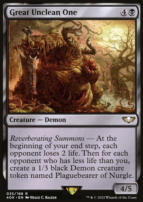 Great Unclean One, Warhammer 40,000 Commander #35, Magic: The Gathering card