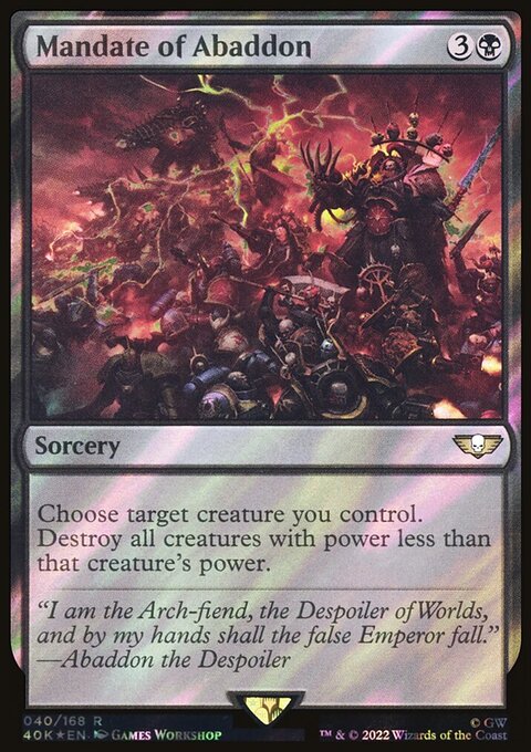 Mandate of Abaddon, Warhammer 40,000 Commander #40, Magic: The Gathering card