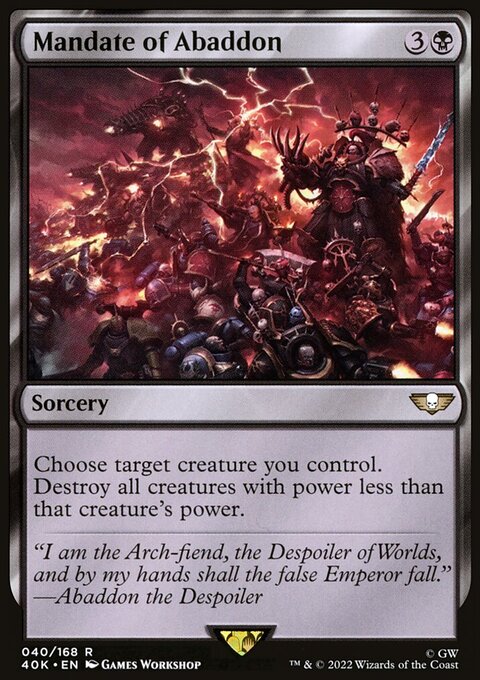 Mandate of Abaddon, Warhammer 40,000 Commander #40★, Magic: The Gathering card