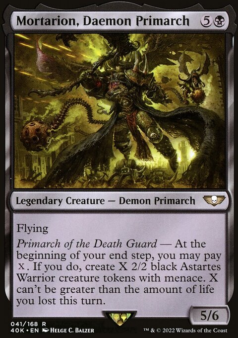 Mortarion, Daemon Primarch, Warhammer 40,000 Commander #41, Magic: The Gathering card