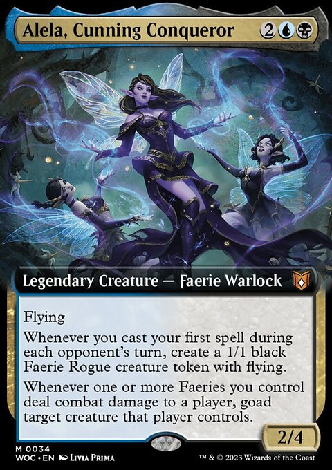 Alela, Cunning Conqueror, Wilds of Eldraine Commander #34, Magic: The Gathering card