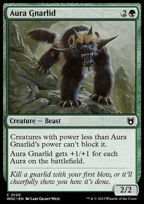 Aura Gnarlid, Wilds of Eldraine Commander #120, Magic: The Gathering card