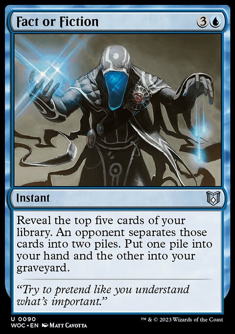 Fact or Fiction, Wilds of Eldraine Commander #90, Magic: The Gathering card