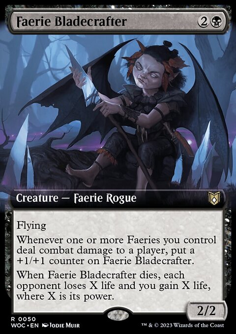 Faerie Bladecrafter, Wilds of Eldraine Commander #50, Magic: The Gathering card