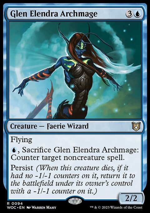 Glen Elendra Archmage, Wilds of Eldraine Commander #94, Magic: The Gathering card