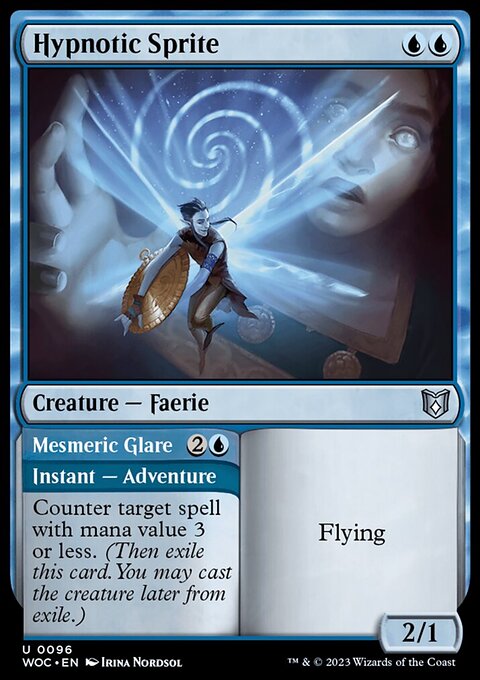 Hypnotic Sprite // Mesmeric Glare, Wilds of Eldraine Commander #96, Magic: The Gathering card