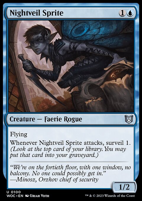 Nightveil Sprite, Wilds of Eldraine Commander #100, Magic: The Gathering card