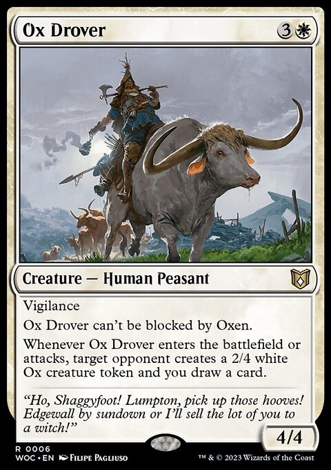 Ox Drover, Wilds of Eldraine Commander #6, Magic: The Gathering card