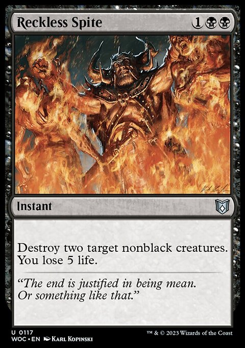 Reckless Spite, Wilds of Eldraine Commander #117, Magic: The Gathering card