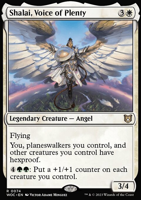 Shalai, Voice of Plenty, Wilds of Eldraine Commander #74, Magic: The Gathering card