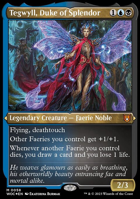 Tegwyll, Duke of Splendor, Wilds of Eldraine Commander #58, Magic: The Gathering card