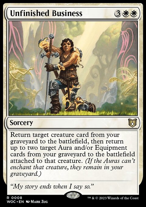 Unfinished Business, Wilds of Eldraine Commander #8, Magic: The Gathering card