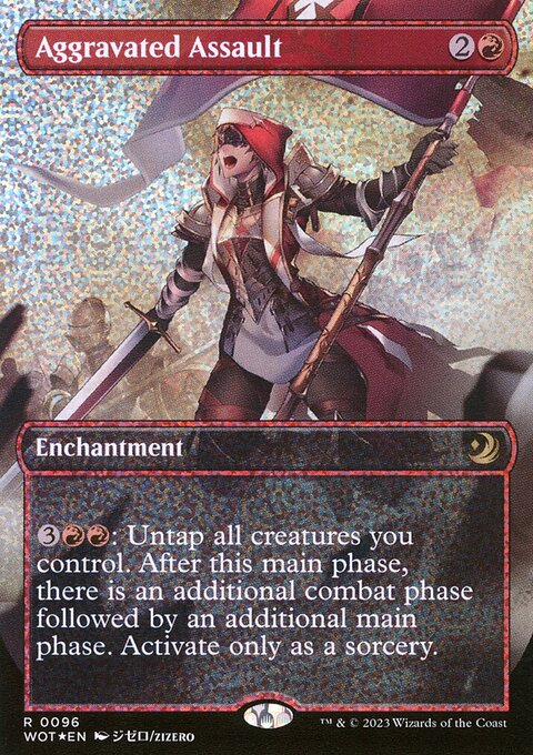 Aggravated Assault, Wilds of Eldraine: Enchanting Tales #96, Magic: The Gathering card