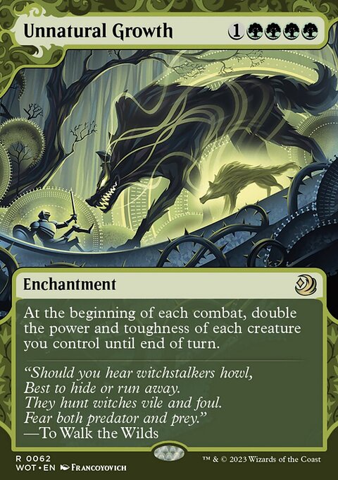 Unnatural Growth, Wilds of Eldraine: Enchanting Tales #62, Magic: The Gathering card