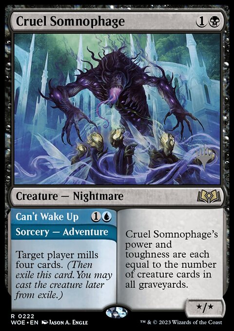Cruel Somnophage // Can't Wake Up, Wilds of Eldraine Promos #222p, Magic: The Gathering card