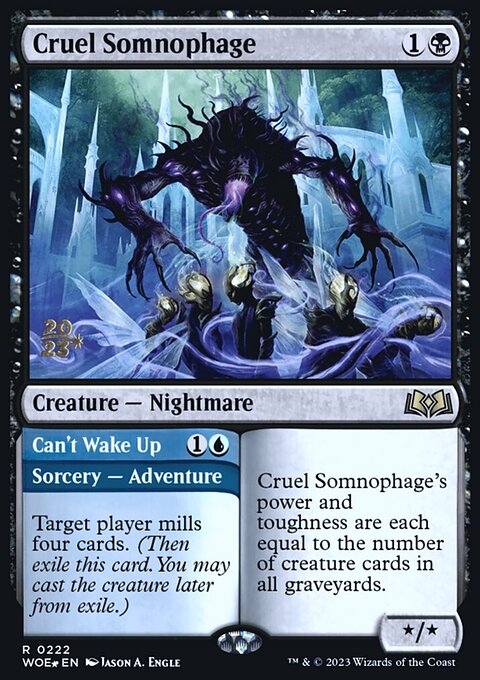 Cruel Somnophage // Can't Wake Up, Wilds of Eldraine Promos #222s, Magic: The Gathering card