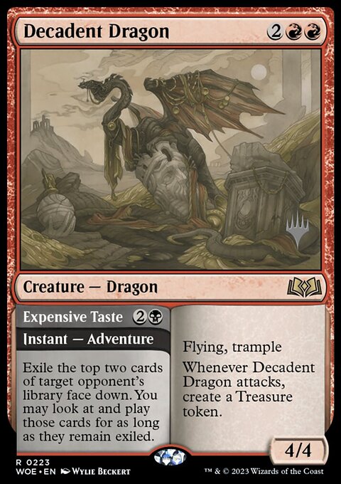 Decadent Dragon // Expensive Taste, Wilds of Eldraine Promos #223p, Magic: The Gathering card