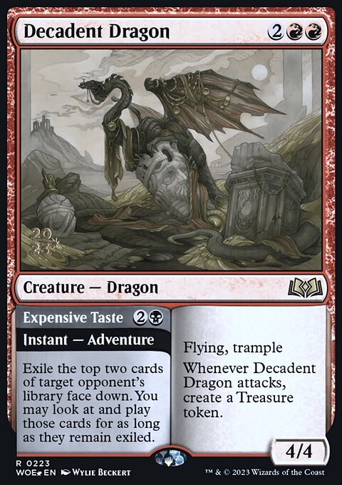 Decadent Dragon // Expensive Taste, Wilds of Eldraine Promos #223s, Magic: The Gathering card