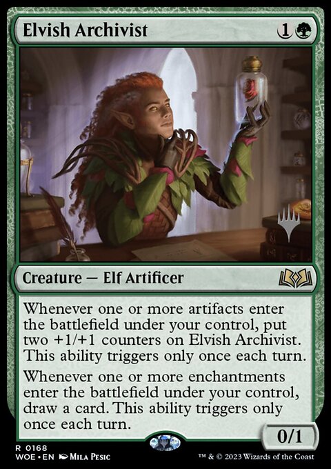 Elvish Archivist, Wilds of Eldraine Promos #168p, Magic: The Gathering card