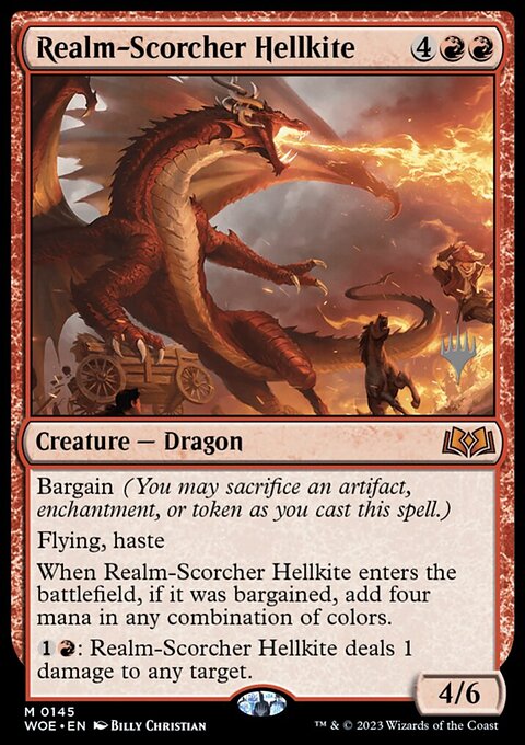 Realm-Scorcher Hellkite, Wilds of Eldraine Promos #145p, Magic: The Gathering card
