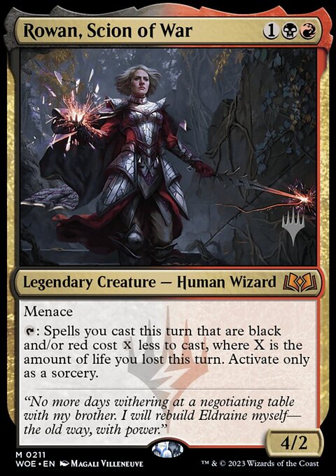 Rowan, Scion of War, Wilds of Eldraine Promos #211p, Magic: The Gathering card