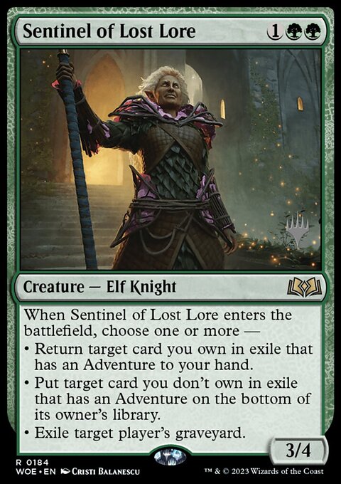 Sentinel of Lost Lore, Wilds of Eldraine Promos #184p, Magic: The Gathering card