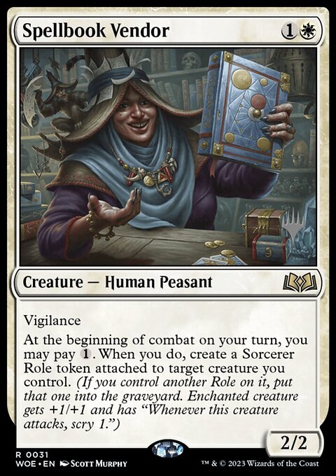 Spellbook Vendor, Wilds of Eldraine Promos #31p, Magic: The Gathering card