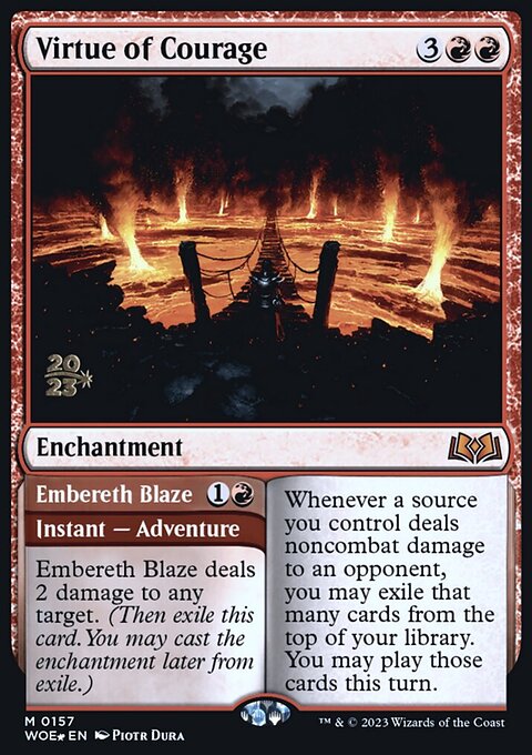 Virtue of Courage // Embereth Blaze, Wilds of Eldraine Promos #157s, Magic: The Gathering card