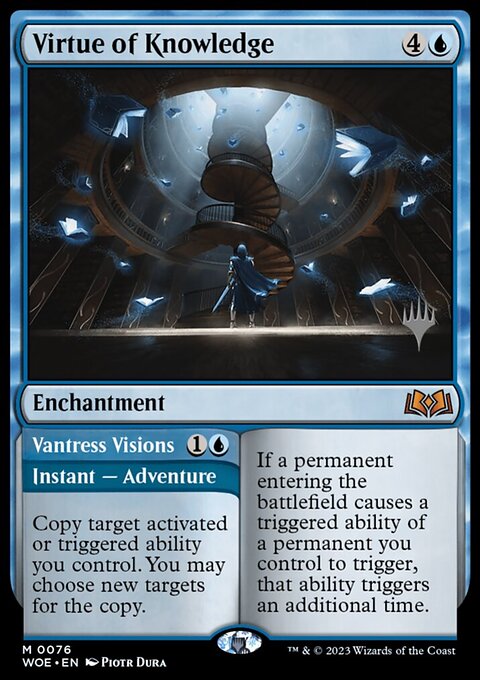 Virtue of Knowledge // Vantress Visions, Wilds of Eldraine Promos #76p, Magic: The Gathering card