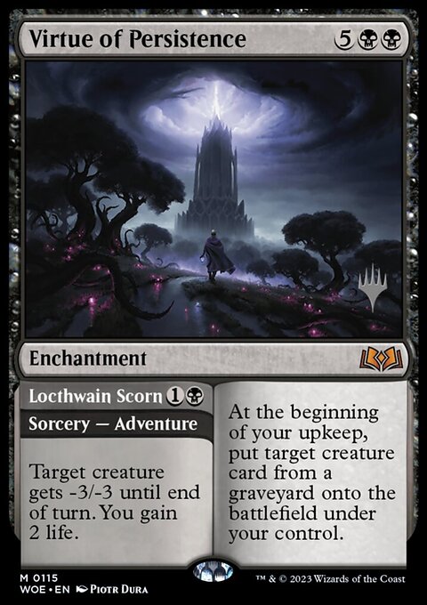 Virtue of Persistence // Locthwain Scorn, Wilds of Eldraine Promos #115p, Magic: The Gathering card