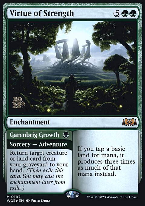 Virtue of Strength // Garenbrig Growth, Wilds of Eldraine Promos #197s, Magic: The Gathering card