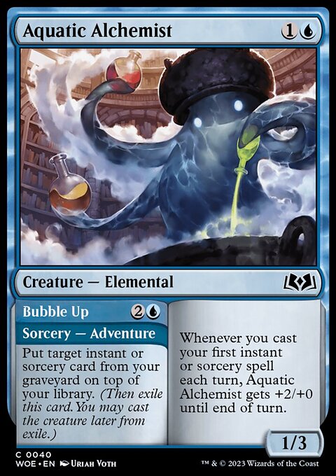 Aquatic Alchemist // Bubble Up, Wilds of Eldraine #40, Magic: The Gathering card