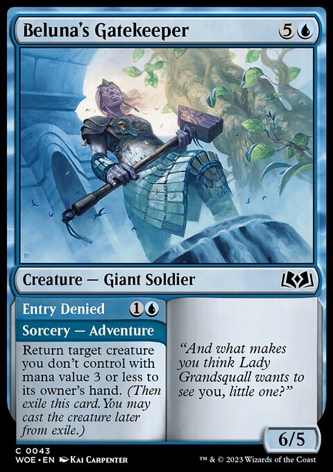 Beluna's Gatekeeper // Entry Denied, Wilds of Eldraine #43, Magic: The Gathering card