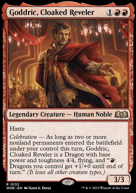 Goddric, Cloaked Reveler, Wilds of Eldraine #132, Magic: The Gathering card