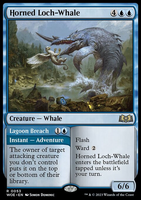 Horned Loch-Whale // Lagoon Breach, Wilds of Eldraine #53, Magic: The Gathering card