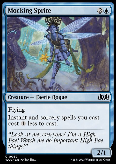 Mocking Sprite, Wilds of Eldraine #62, Magic: The Gathering card